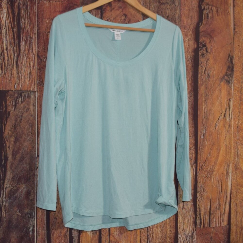 ATHLETA STRATUS II Women's Sz L LONG SLEEVE SCOOP NECK T-SHIRT TOP RELAXED